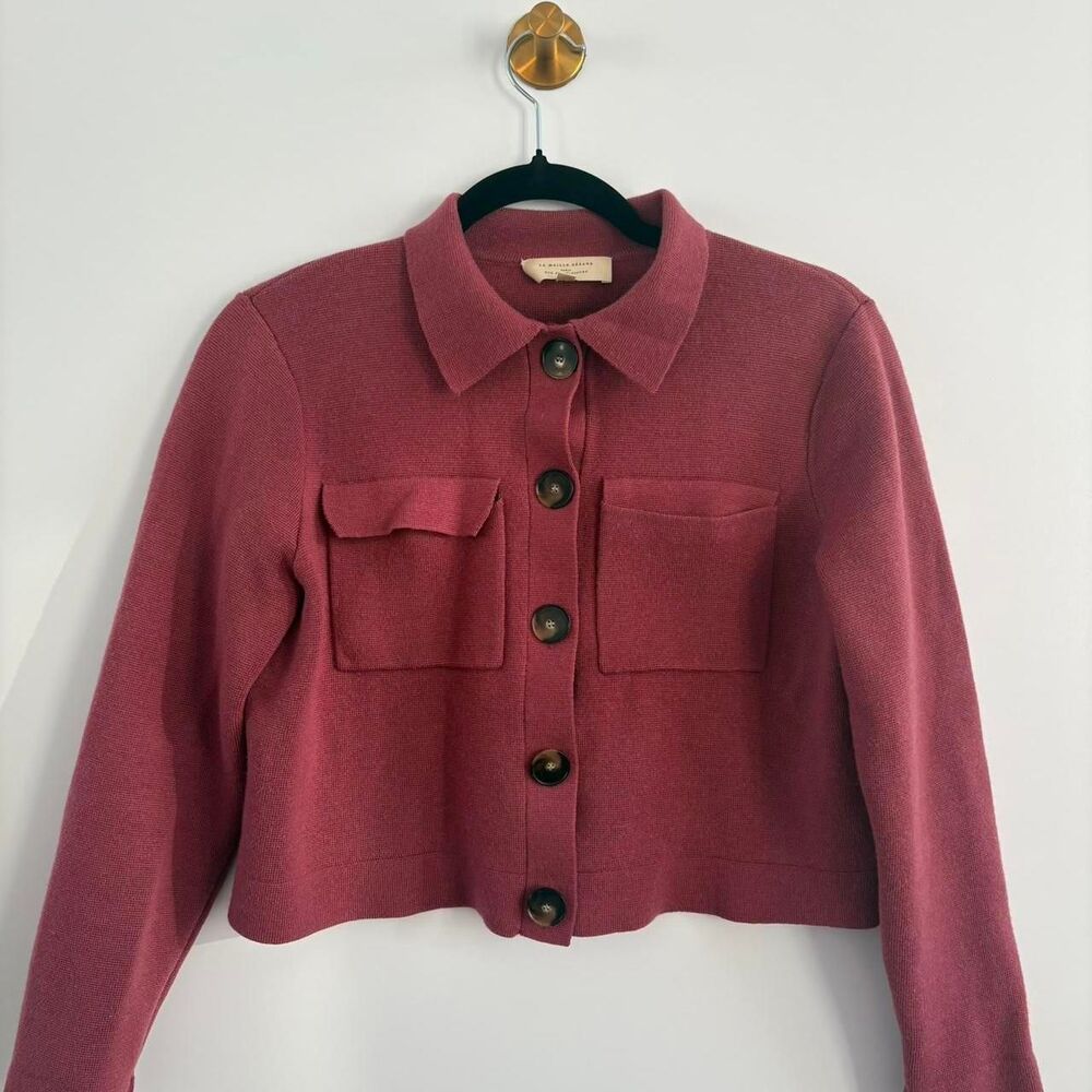 Sezane Women's Burgundy and Red Cardigan